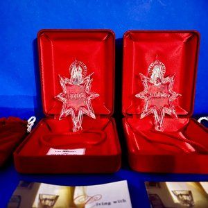 Two [2] 2000 Waterford Crystal Star Christmas Ornaments, Mint Condition